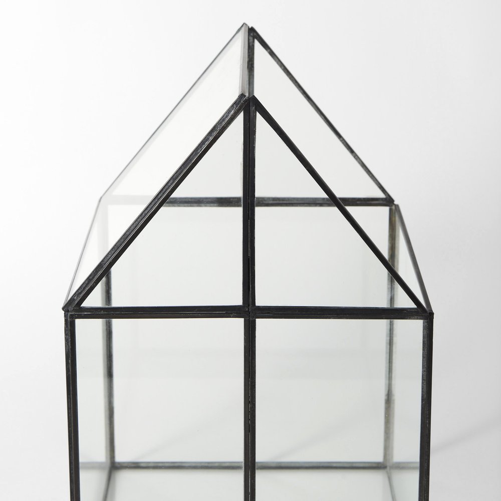 10" Black And Clear Glass And Metal Box HomeRoots