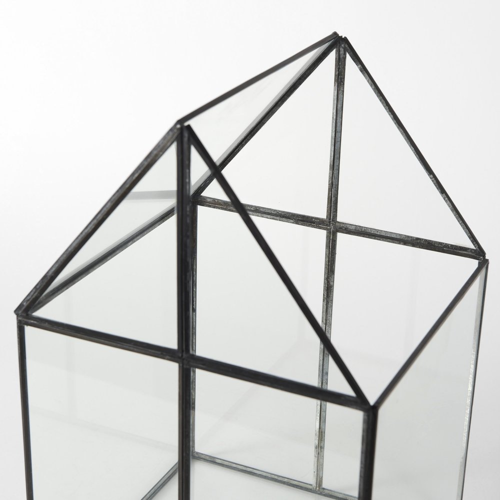 10" Black And Clear Glass And Metal Box HomeRoots