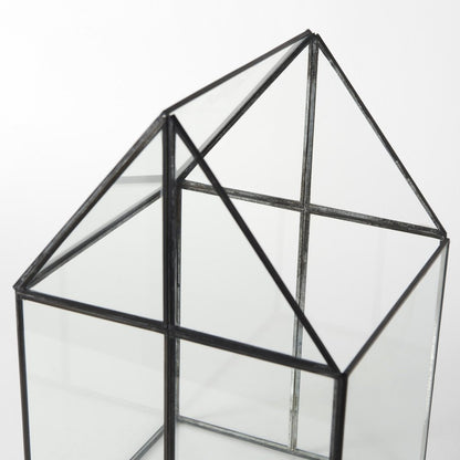 10" Black And Clear Glass And Metal Box HomeRoots