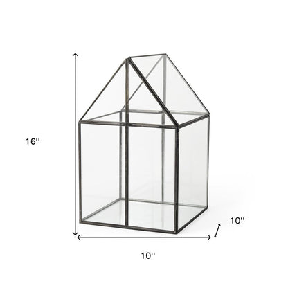10" Black And Clear Glass And Metal Box HomeRoots