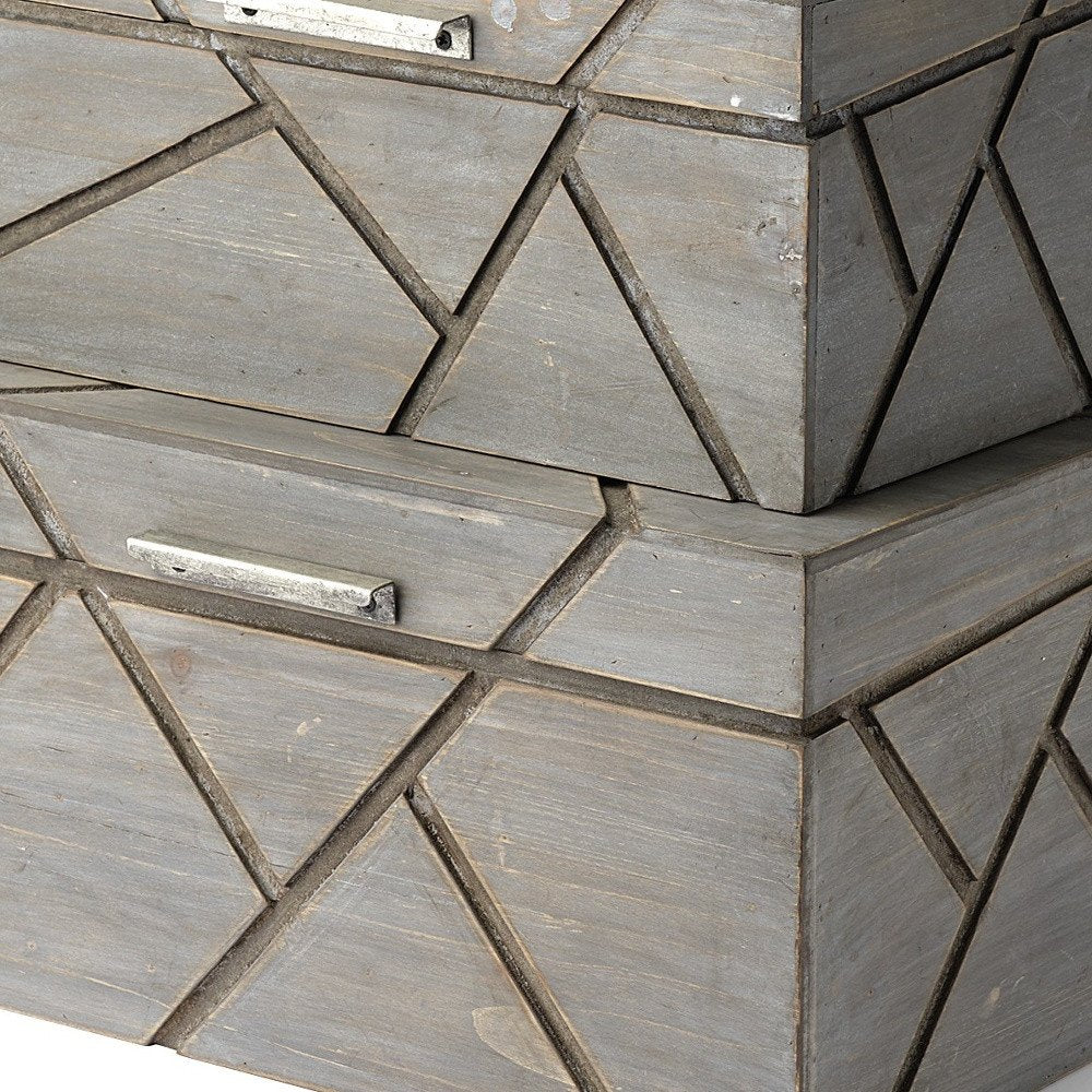 11" Gray Solid Wood Box With Lid HomeRoots