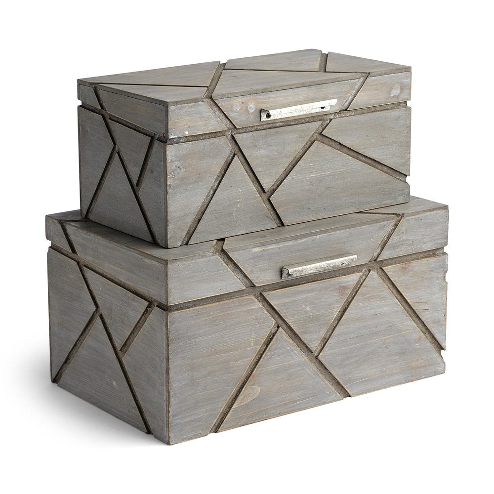 11" Gray Solid Wood Box With Lid HomeRoots