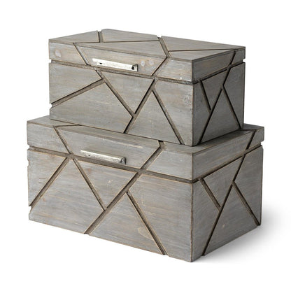 11" Gray Solid Wood Box With Lid HomeRoots