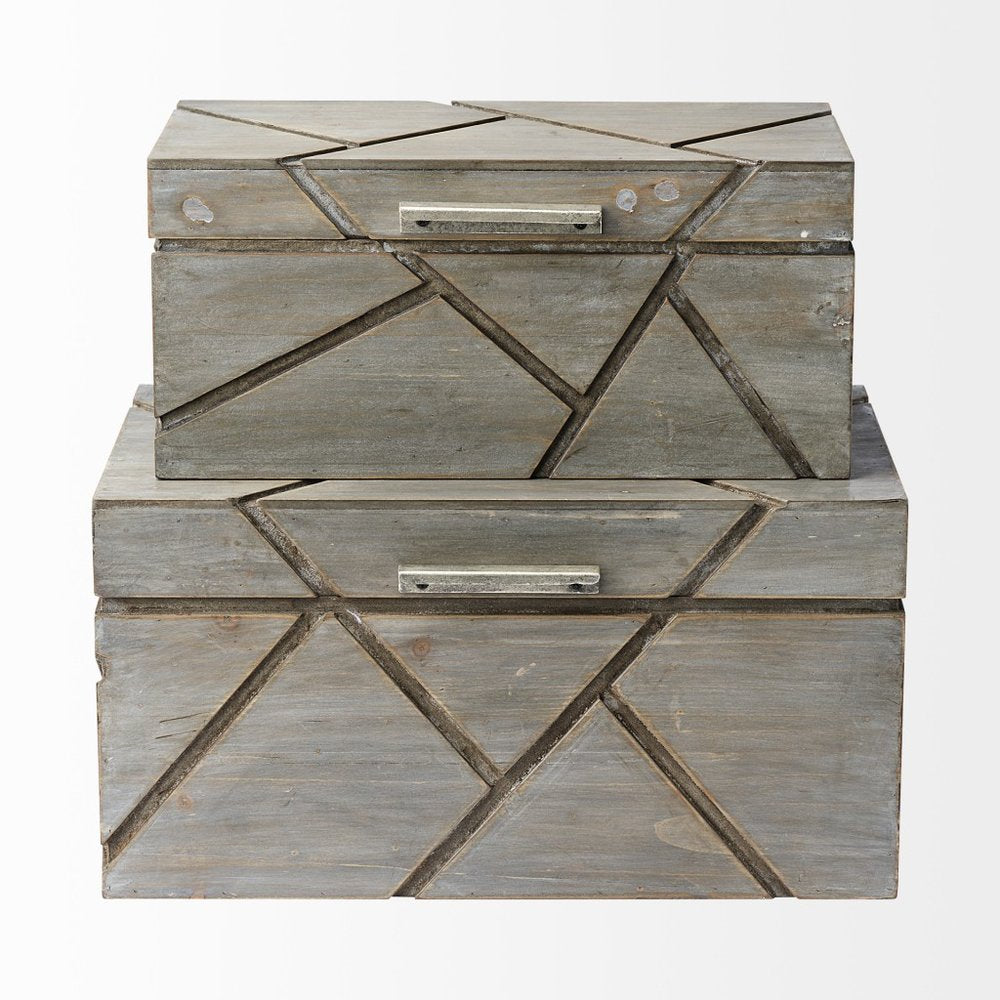 11" Gray Solid Wood Box With Lid HomeRoots