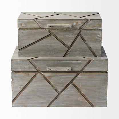 11" Gray Solid Wood Box With Lid HomeRoots