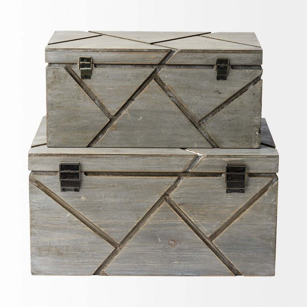 11" Gray Solid Wood Box With Lid HomeRoots