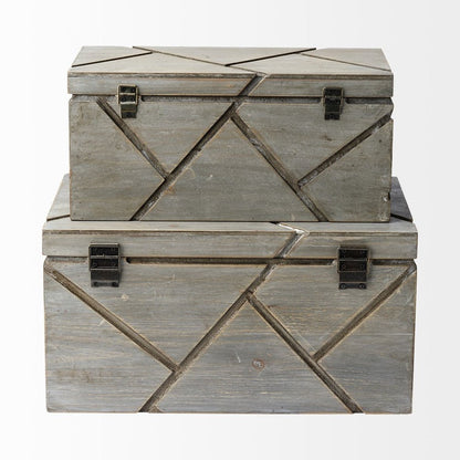 11" Gray Solid Wood Box With Lid HomeRoots