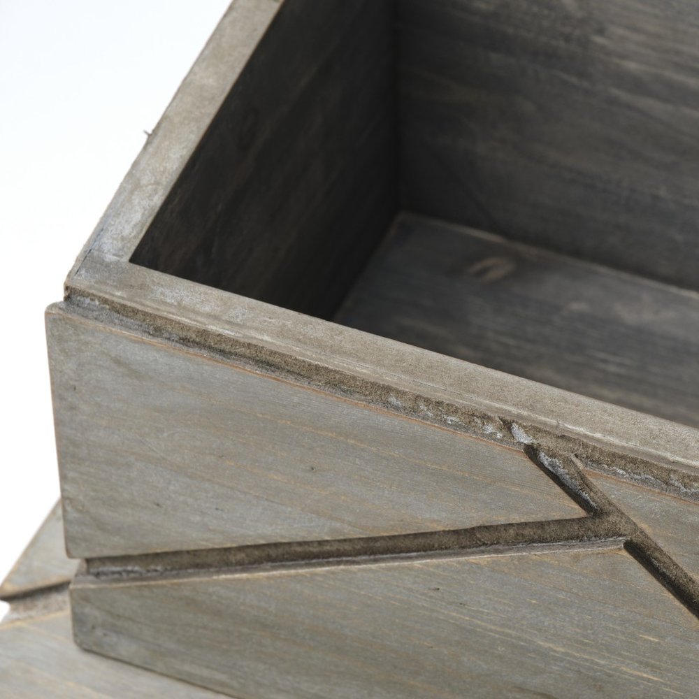 11" Gray Solid Wood Box With Lid HomeRoots