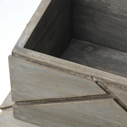 11" Gray Solid Wood Box With Lid HomeRoots