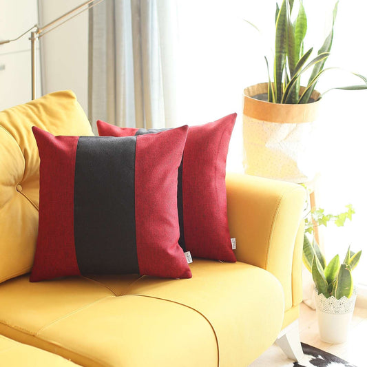 Set Of 2 Red And Black Center Pillow Covers