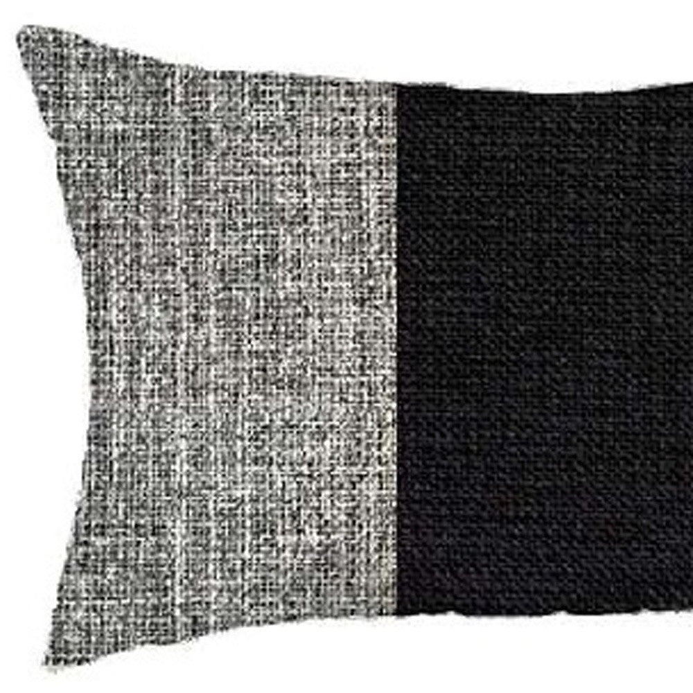 Set Of 2 Gray And Black Lumbar Pillow Covers