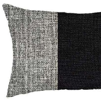 Set Of 2 Gray And Black Lumbar Pillow Covers