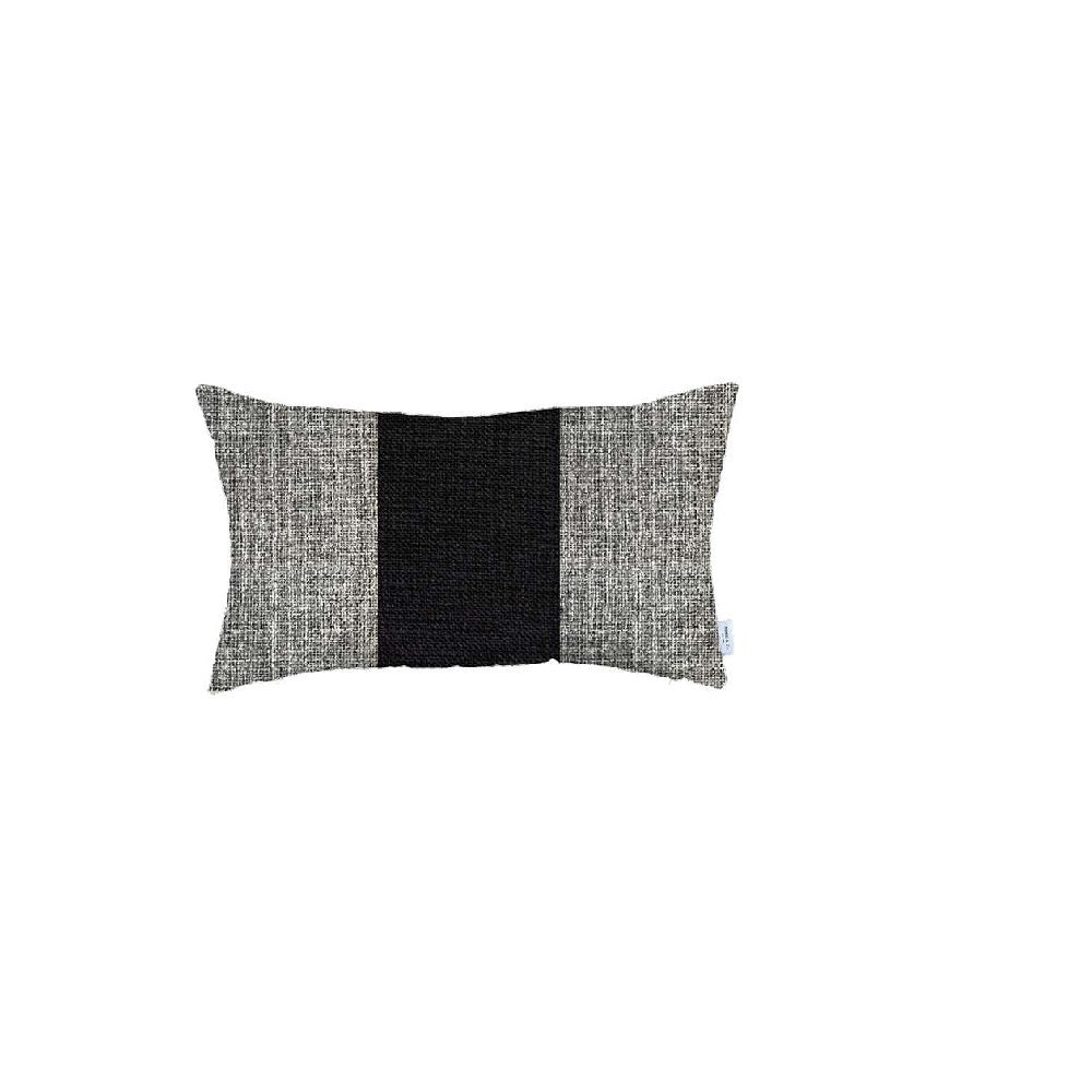 Set Of 2 Gray And Black Lumbar Pillow Covers