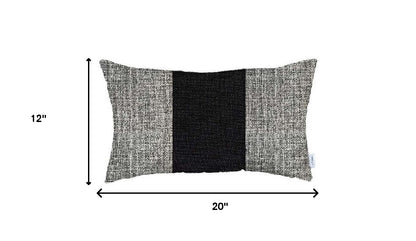 Set Of 2 Gray And Black Lumbar Pillow Covers