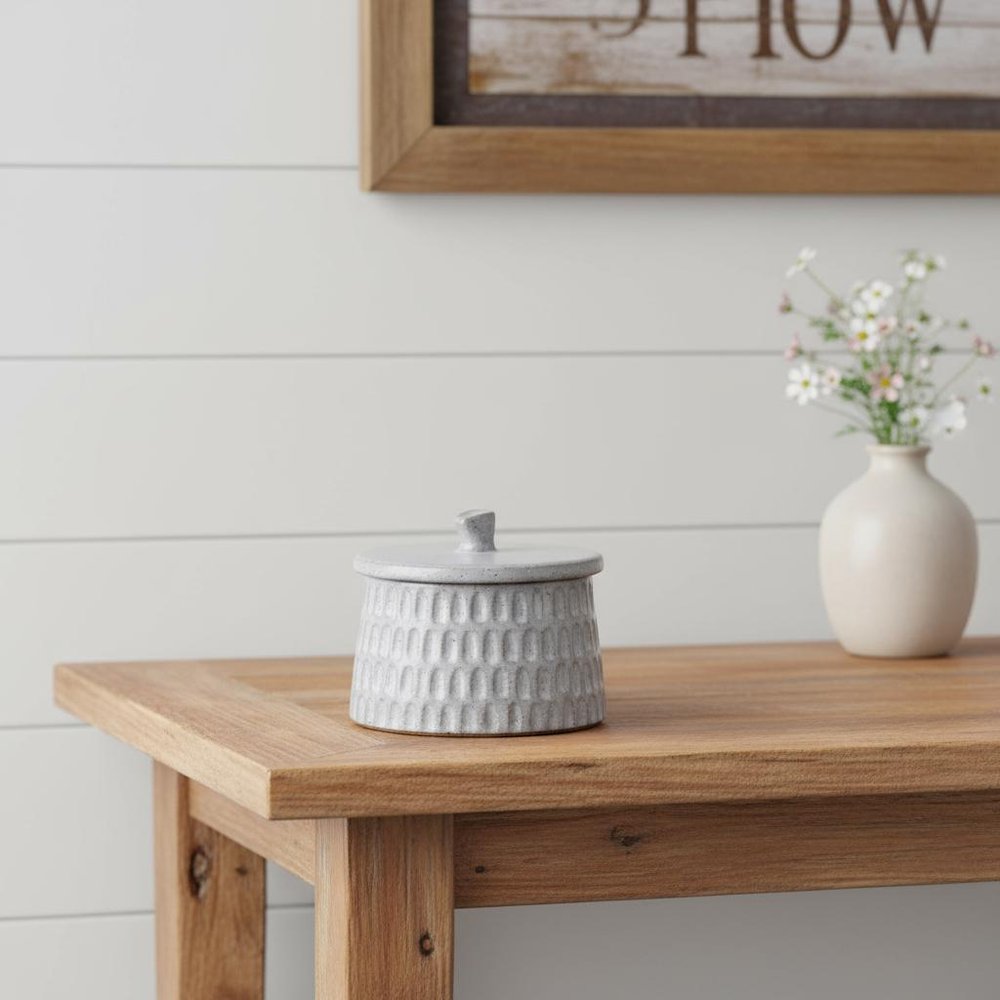 5" Gray Ceramic Box With Lid HomeRoots