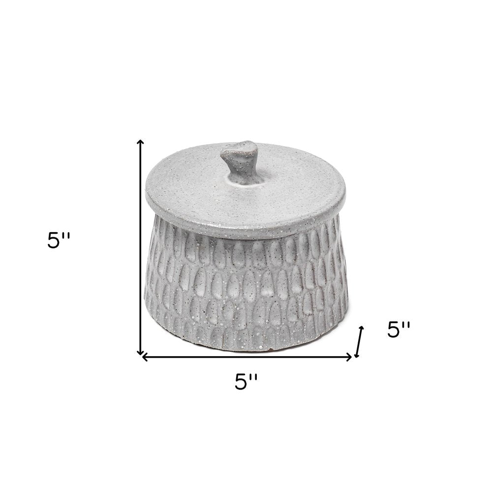 5" Gray Ceramic Box With Lid HomeRoots