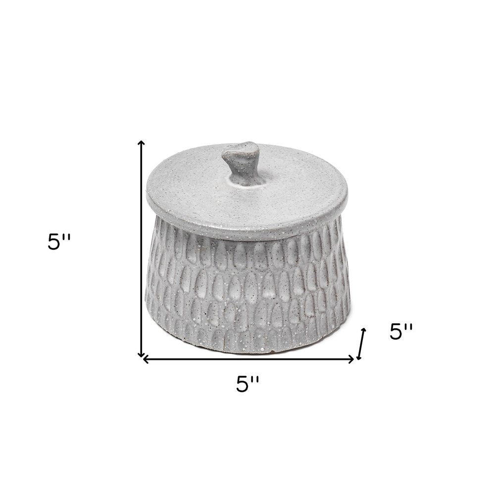 5" Gray Ceramic Box With Lid HomeRoots