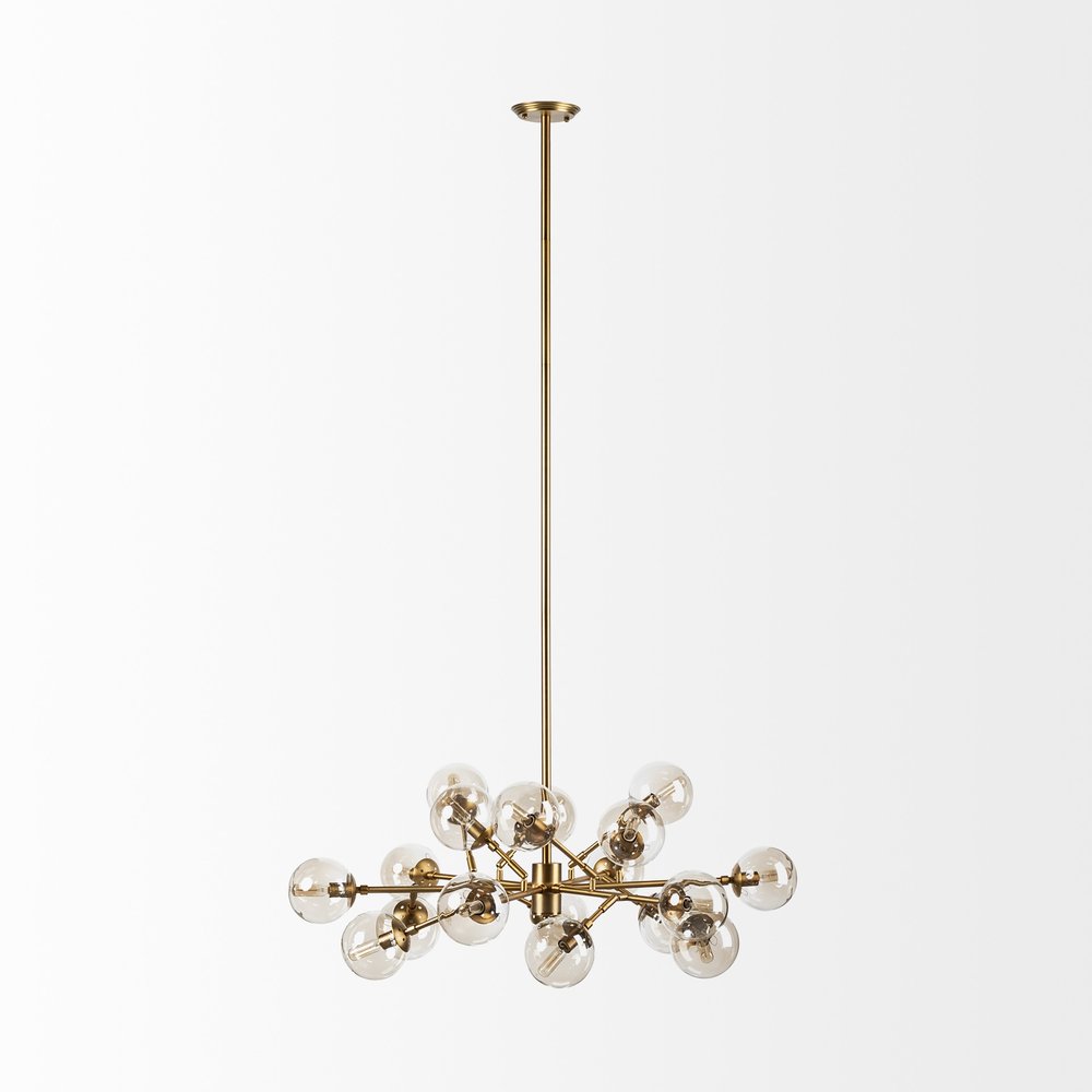 Gold Sputnik Style Eighteen Bulb Dimmable Chandelier HomeRoots
