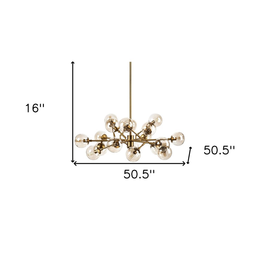 Gold Sputnik Style Eighteen Bulb Dimmable Chandelier HomeRoots