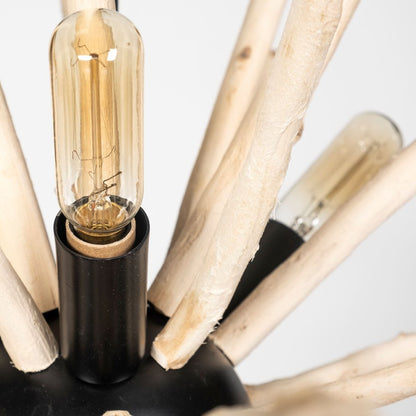 Wood And Metal Starburst Six Bulb Hanging Light HomeRoots