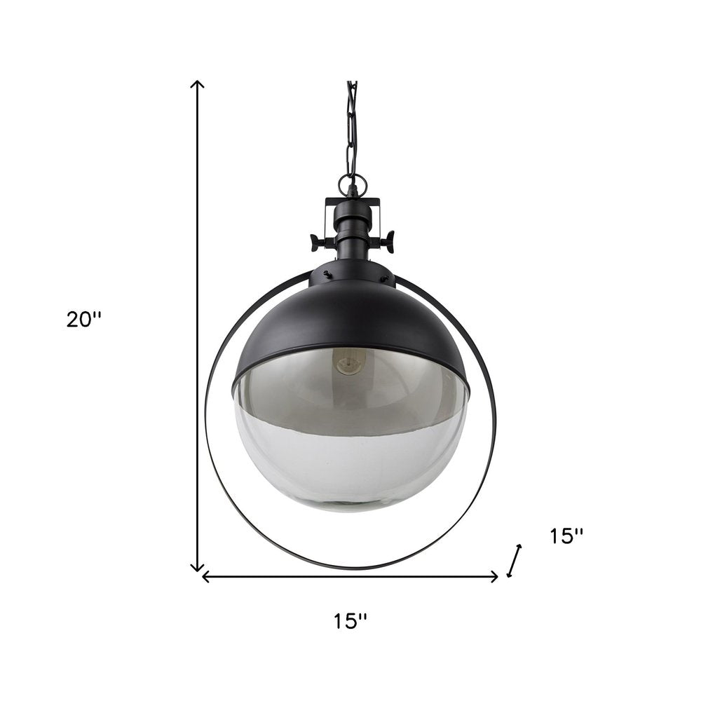 Black Metal Sphere Pendant Hanging Light HomeRoots
