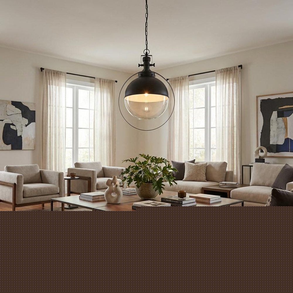 Black Metal Sphere Pendant Hanging Light HomeRoots