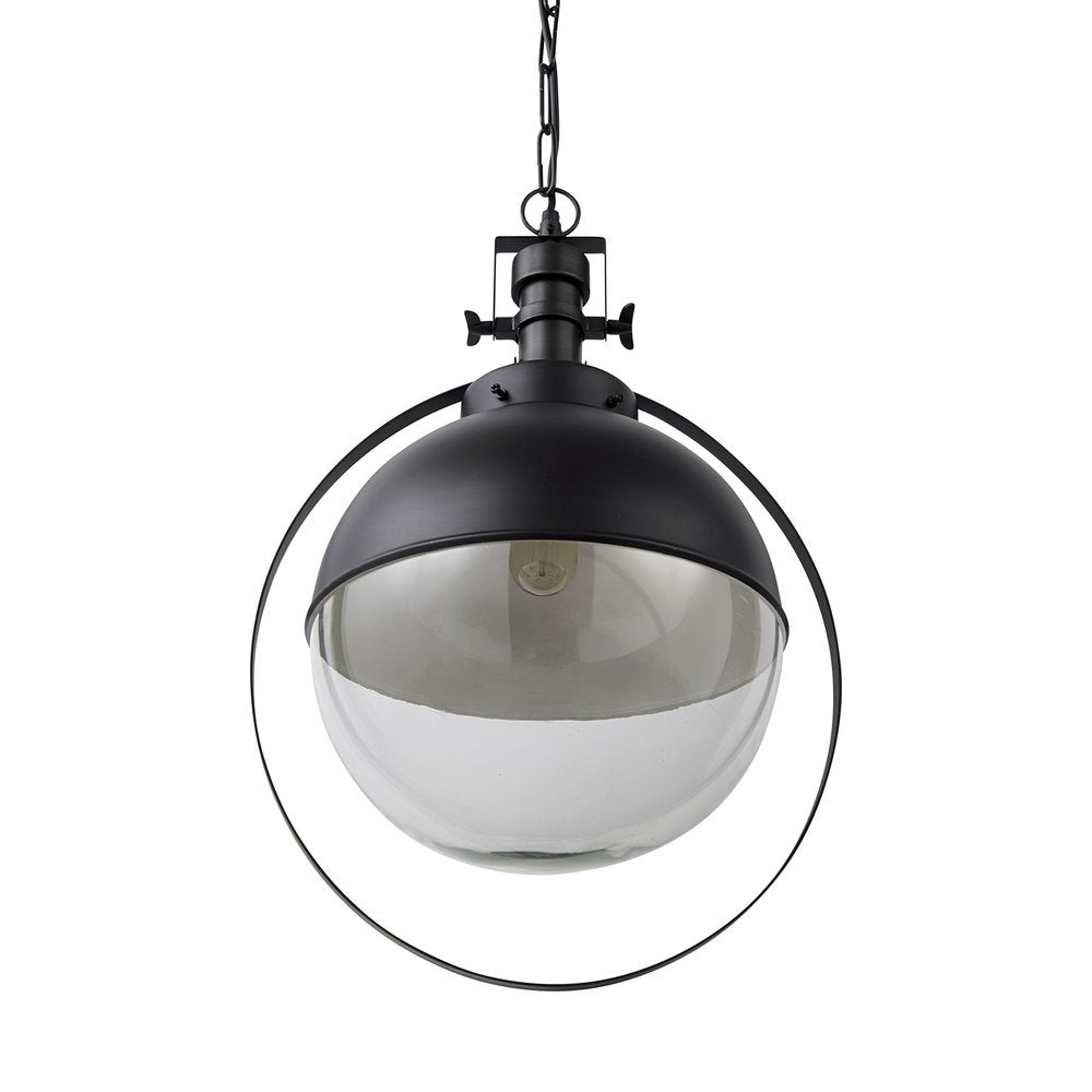 Black Metal Sphere Pendant Hanging Light HomeRoots