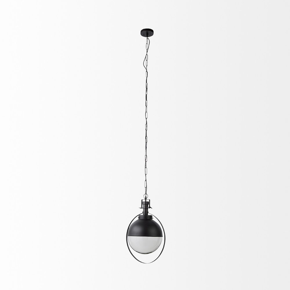 Black Metal Sphere Pendant Hanging Light — view 2