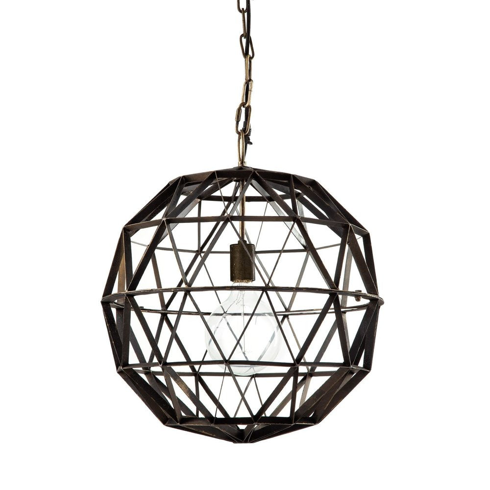 Black Metal Geometric Globe Hanging Light — view 1