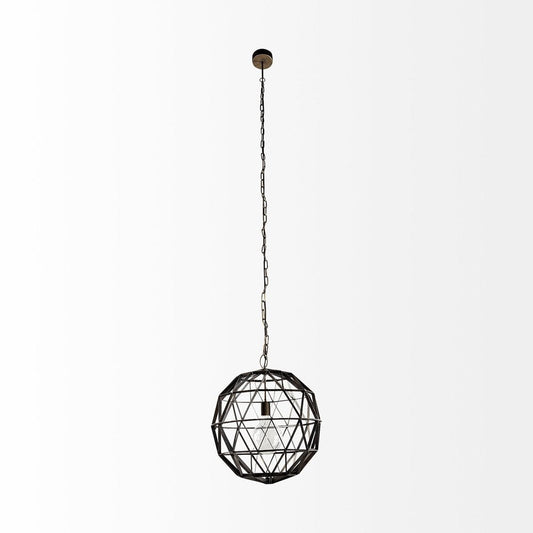 Black Metal Geometric Globe Hanging Light HomeRoots