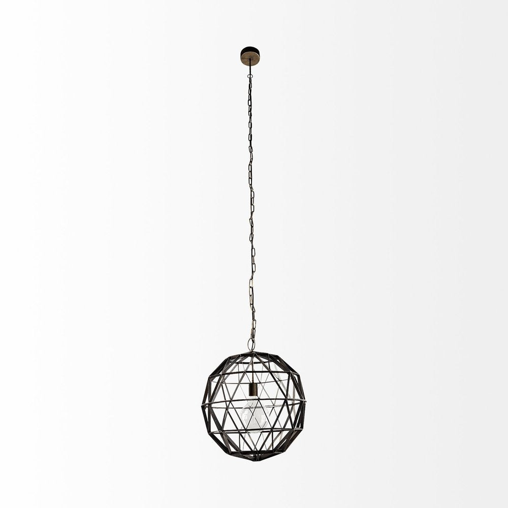 Black Metal Geometric Globe Hanging Light HomeRoots