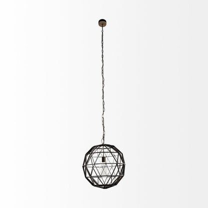 Black Metal Geometric Globe Hanging Light HomeRoots