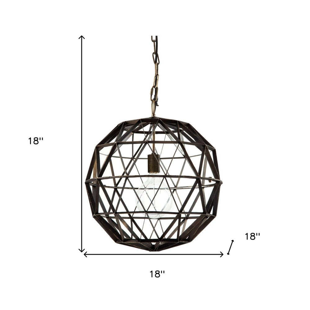 Black Metal Geometric Globe Hanging Light — view 7