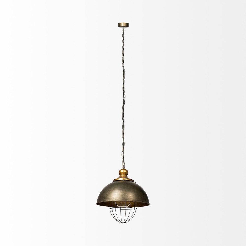 Rustic Gold Tone Metal Dome Hanging Light HomeRoots