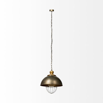 Rustic Gold Tone Metal Dome Hanging Light HomeRoots