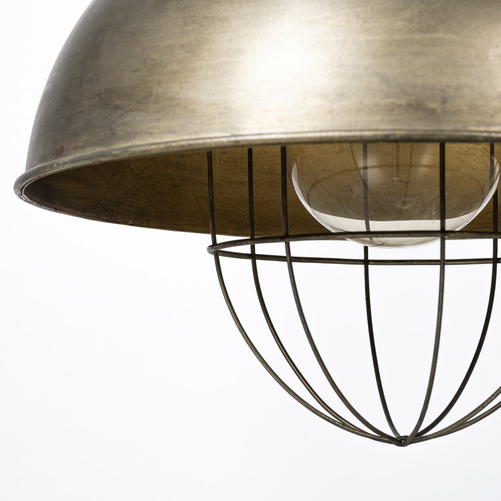 Rustic Gold Tone Metal Dome Hanging Light HomeRoots
