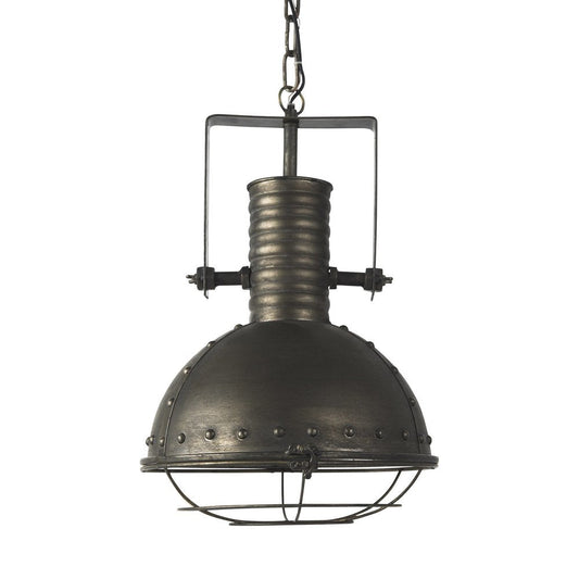 Antiqued Black Metal Hanging Industrial Caged Pendent Light HomeRoots