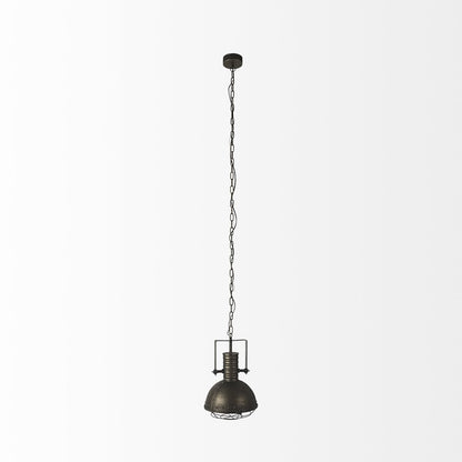 Antiqued Black Metal Hanging Industrial Caged Pendent Light HomeRoots