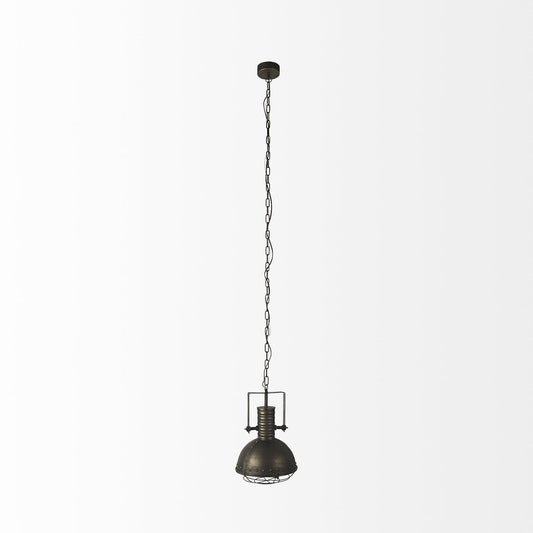 Antiqued Black Metal Hanging Industrial Caged Pendent Light HomeRoots