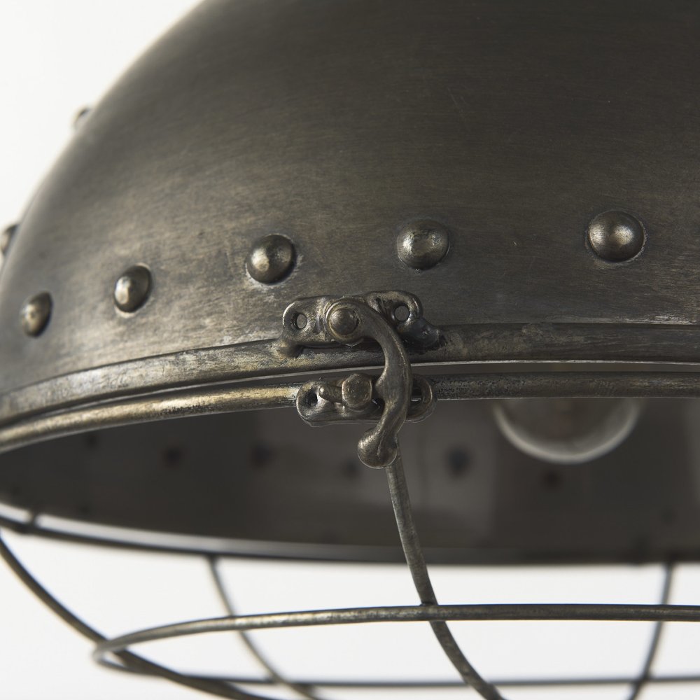 Antiqued Black Metal Hanging Industrial Caged Pendent Light HomeRoots