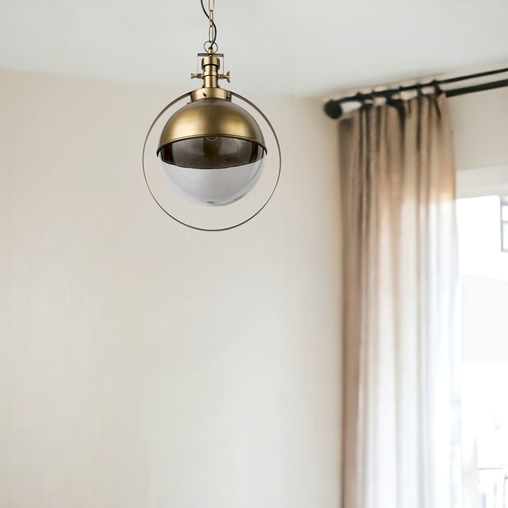 Gold Metal Sphere Pendant Hanging Light HomeRoots