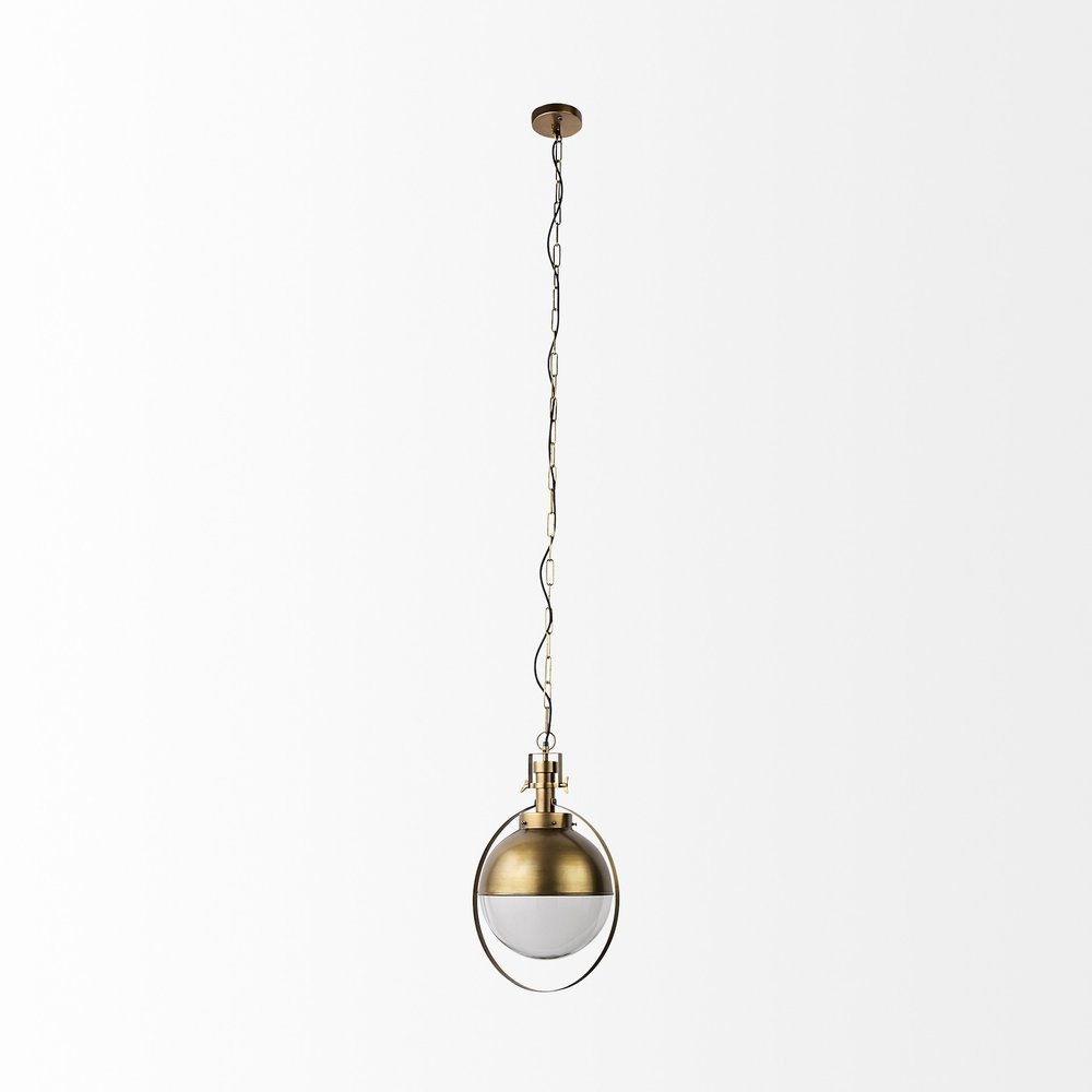 Gold Metal Sphere Pendant Hanging Light — view 2