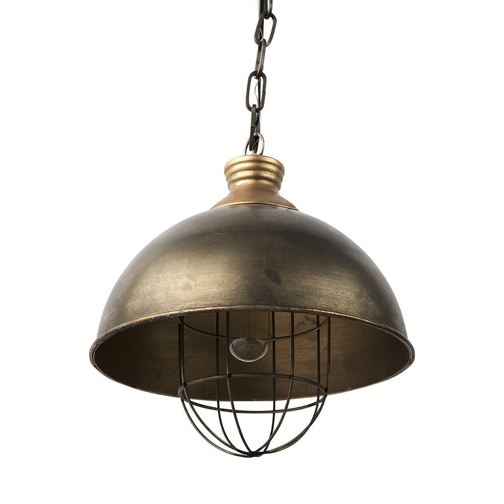 Distressed Bronze Metal Dome Hanging Light — view 1