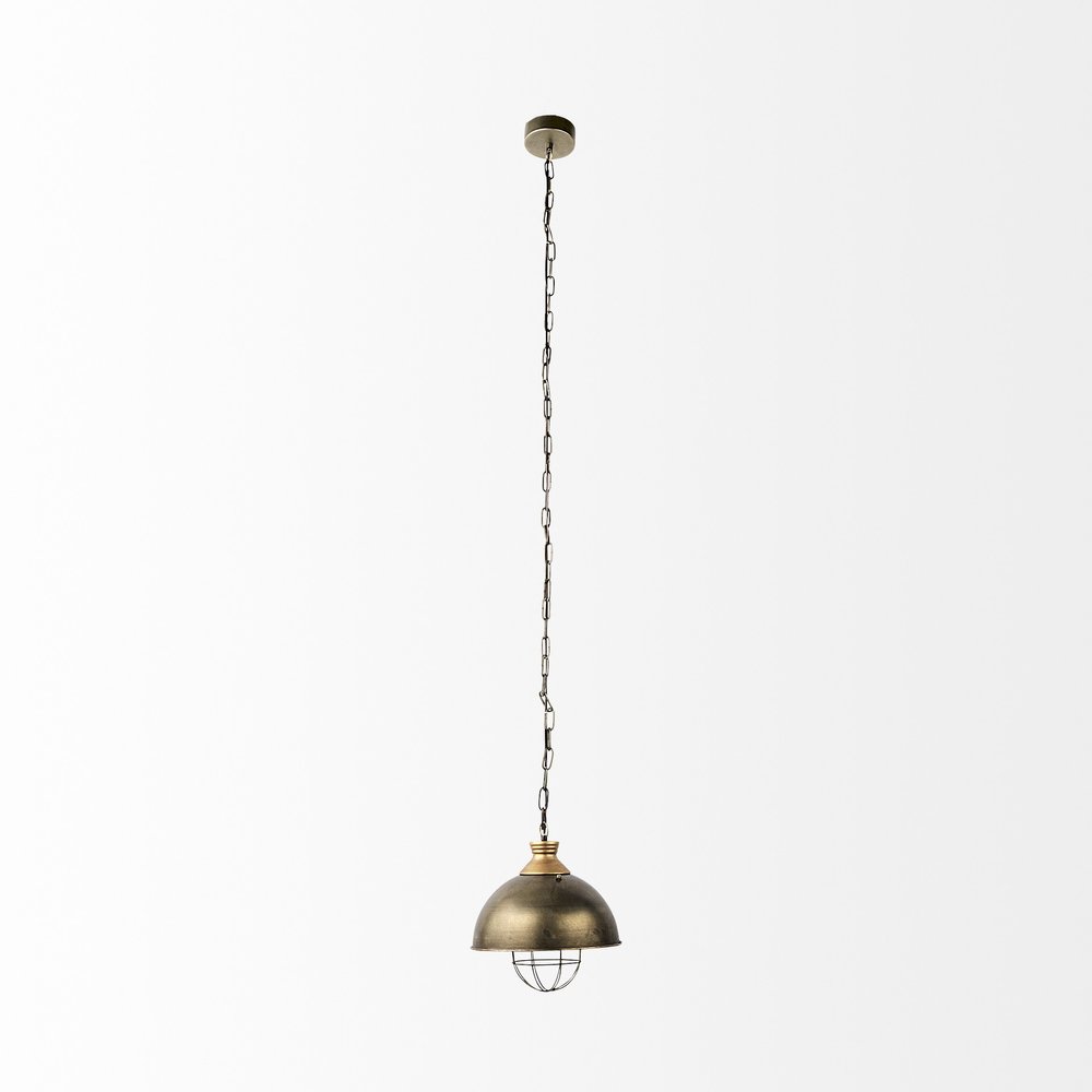 Distressed Bronze Metal Dome Hanging Light — view 2