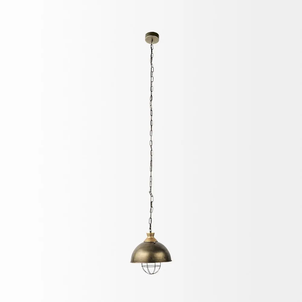 Distressed Bronze Metal Dome Hanging Light HomeRoots