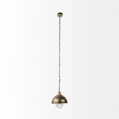 Distressed Bronze Metal Dome Hanging Light HomeRoots
