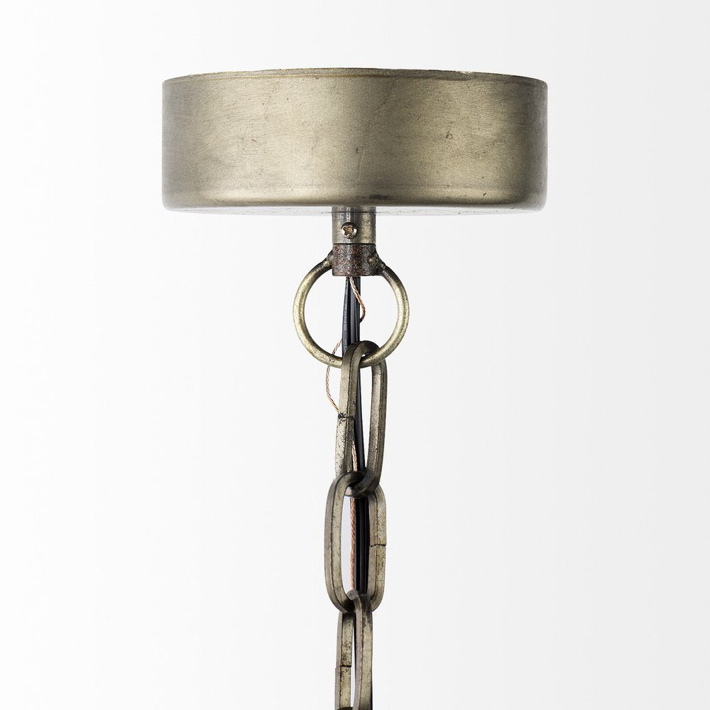 Distressed Bronze Metal Dome Hanging Light — view 3