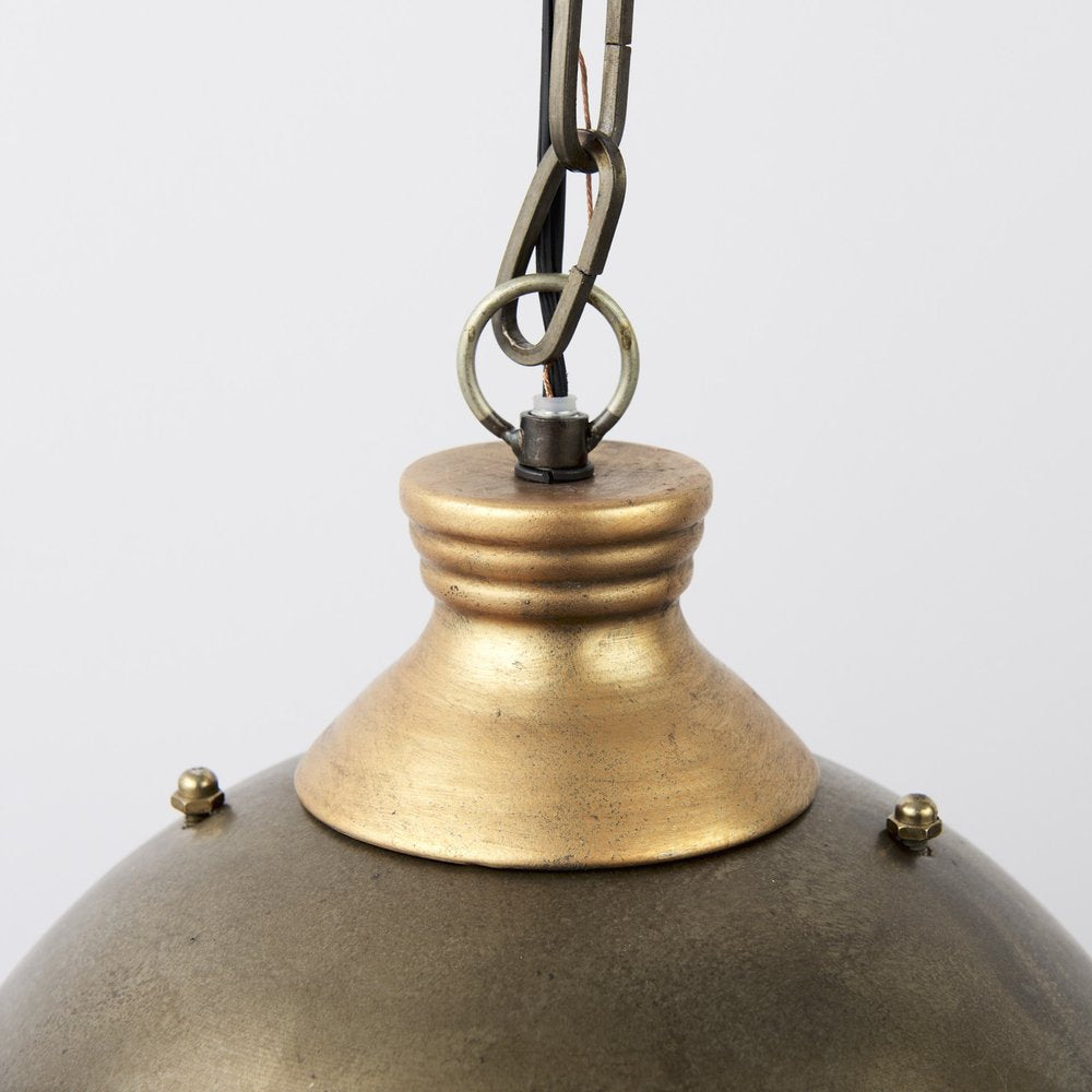 Distressed Bronze Metal Dome Hanging Light — view 5