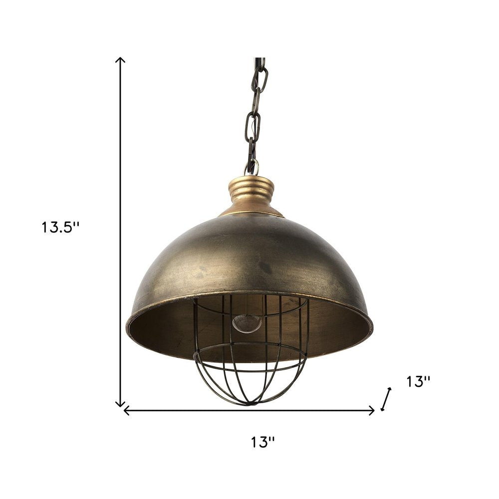 Distressed Bronze Metal Dome Hanging Light — view 7