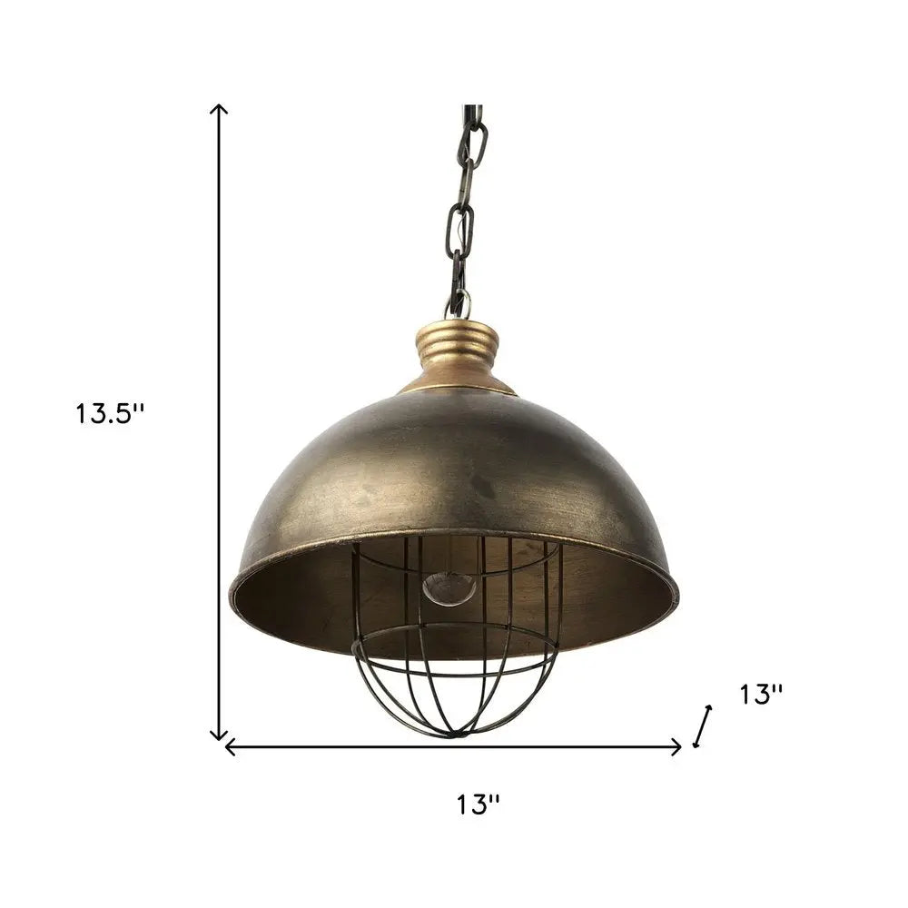Distressed Bronze Metal Dome Hanging Light HomeRoots